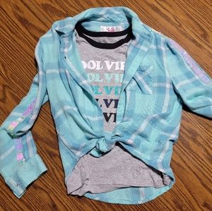 Justice girls set. Size 8/10 t-shirt and button up.